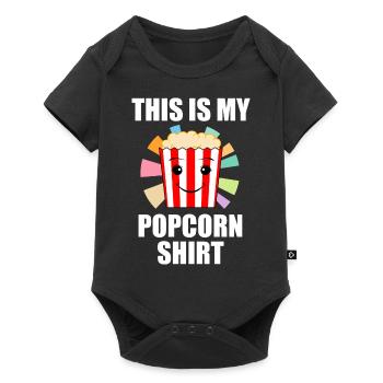 Popcorn Design Lustiger Spruch Popcorn essen - Baby Premium Kurzarmbody - Schwarz - Vorne