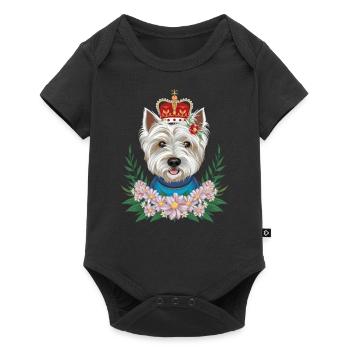 Süßér West Highland White Terrier avec couronne - Body à manches courtes Premium Bébé - noir - Devant