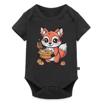 Cartoon Kawaii Fox with Stuffed Dumplings - Baby Premium short-sleeve bodysuit - black - Front