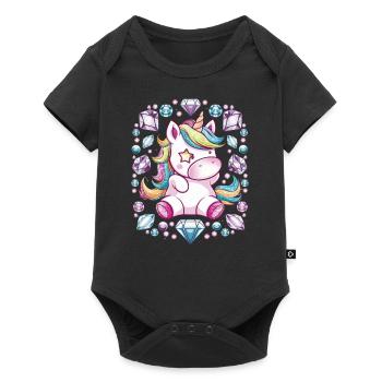 Mignonne licorne kawaii aux couleurs brillantes - Body à manches courtes Premium Bébé - noir - Devant