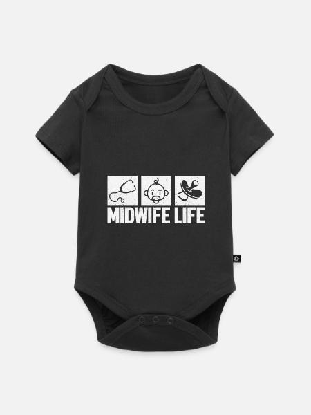 Hebamme Geburtshelfer - Baby Premium Kurzarmbody - Schwarz