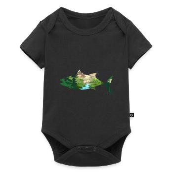 Montagne Pêche Nature Arbres Pêcheur Cadeau Poisson - Body à manches courtes Premium Bébé - noir - Devant