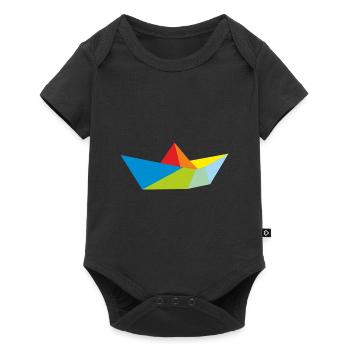 Origami Traumschiff Schiff Schifffahrt Geschenk - Baby Premium Kurzarmbody - Schwarz - Vorne