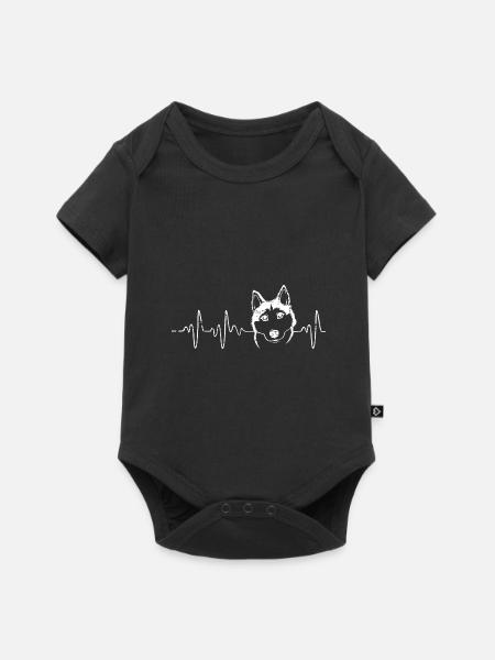 Herzschlag Husky - Baby Premium Kurzarmbody - Schwarz