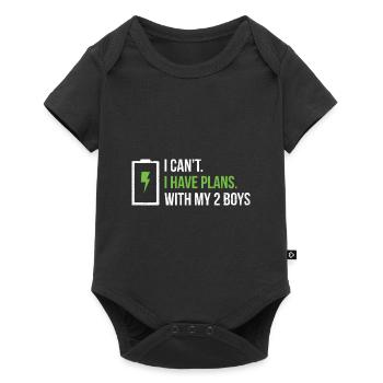Mutter von 2 Jungen Design für eine Mutter von 2 - Baby Premium Kurzarmbody - Schwarz - Vorne