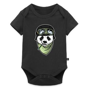 Panda bear pilot Panda hobby aviator for pilots - Baby Premium short-sleeve bodysuit - black - Front