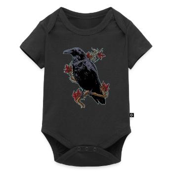 Raven crow bird black bird of prey autumn motif - Baby Premium short-sleeve bodysuit - black - Front