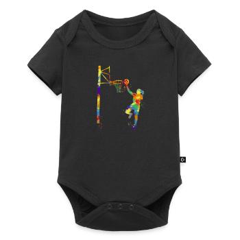 Motif de sport d'équipe de basket- joueur de basket- - Body à manches courtes Premium Bébé - noir - Devant