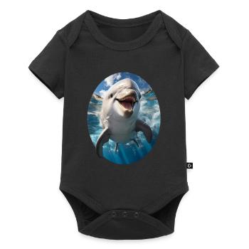 Delfin - Baby Premium Kurzarmbody - Schwarz - Vorne