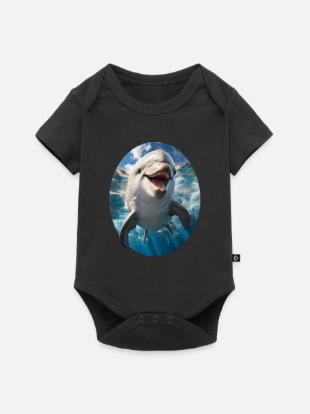 Delfin - Baby Premium Kurzarmbody - Schwarz