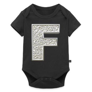 F, letter, letter F, initial, initial F, monogram, - Baby Premium Kurzarmbody - Schwarz - Vorne