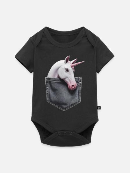 Einhorn - Baby Premium Kurzarmbody - Schwarz
