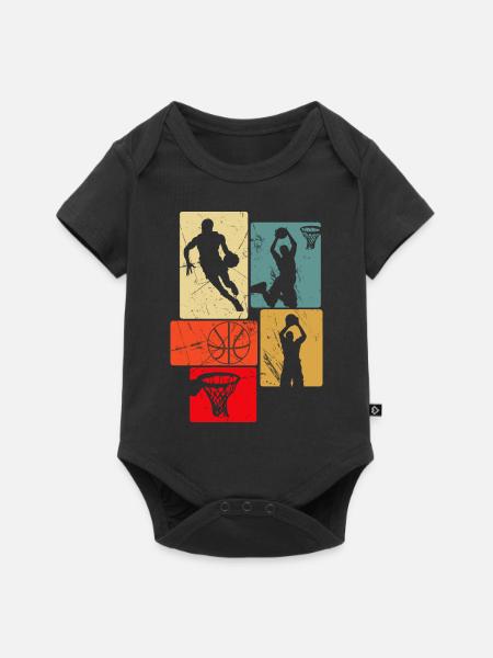 Basketball im Retro-Stil - Baby Premium Kurzarmbody - Schwarz