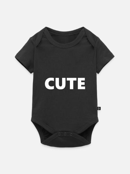 CUTE - Baby Premium Kurzarmbody - Schwarz