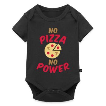 No pizza no power (pizza with salami and mushrooms) - Baby Premium short-sleeve bodysuit - black - Front