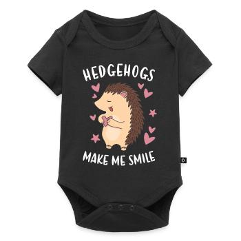 Hedgie Hedgehogs Make Me Smile Hedgehog - Baby Premium Kurzarmbody - Schwarz - Vorne
