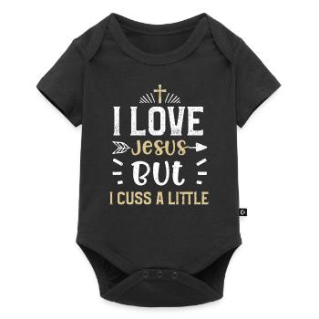 I Love Jesus But I Cuss A Little - Baby Premium short-sleeve bodysuit - black - Front