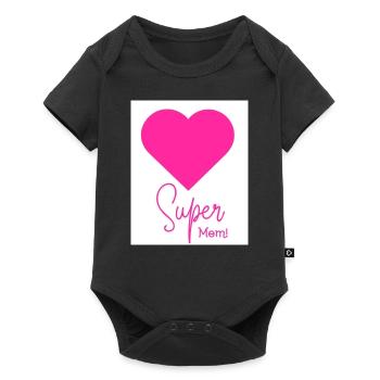 Super Mom - Baby Premium Kurzarmbody - Schwarz - Vorne