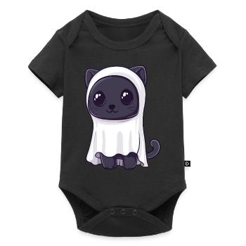 Panthère Halloween Bande dessinée Fantôme - Body à manches courtes Premium Bébé - noir - Devant