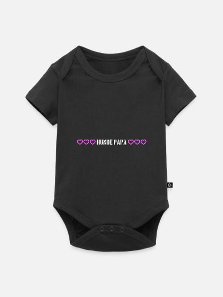 Hunde Papa Herz - Baby Premium Kurzarmbody - Schwarz