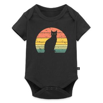 Cute Cat Retro Silhouette Cat Lover & Owner Gift - Baby Premium short-sleeve bodysuit - black - Front
