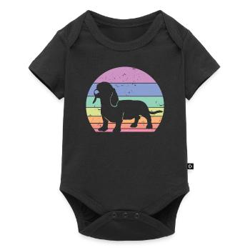 Rétro Teckel Silhouette - Cadeau Amoureux des Chiens - Body à manches courtes Premium Bébé - noir - Devant