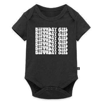 Anniversaire Fille Groovy Rétro Vintage Anniversaire - Body à manches courtes Premium Bébé - noir - Devant