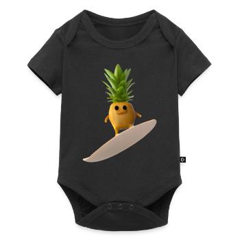 Surfende Ananas - Baby Premium Kurzarmbody - Schwarz - Vorne