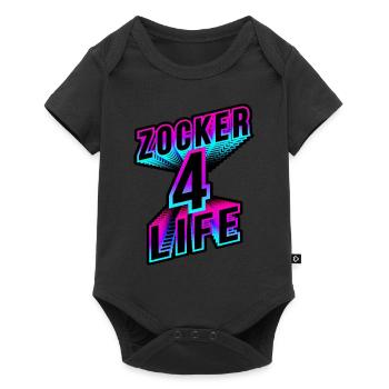 Zocker 4 Life - neon 3d gaming spruch - Baby Premium Kurzarmbody - Schwarz - Vorne