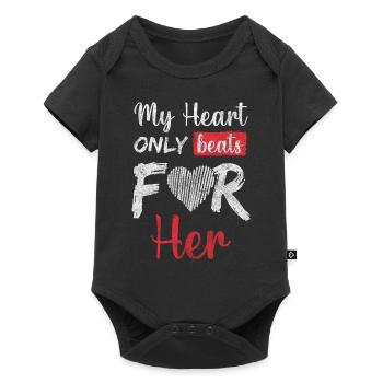 Beziehung Paare Partner - Baby Premium Kurzarmbody - Schwarz - Vorne