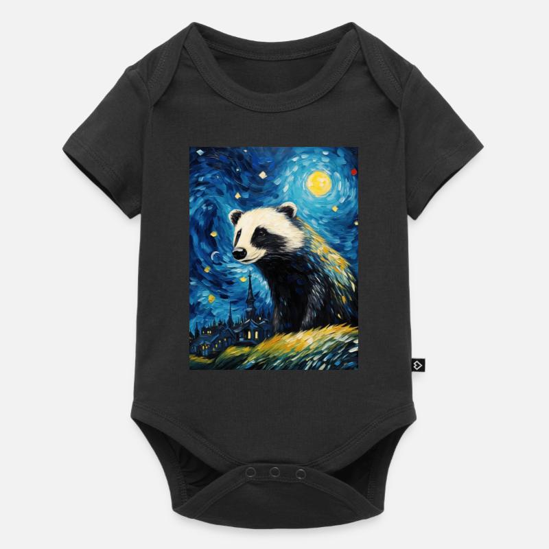 Blaireau Van Gogh Nuit étoilée - Body à manches courtes Premium Bébé - noir