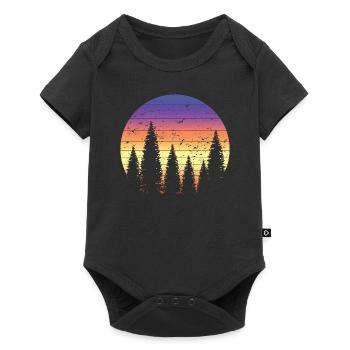 Retro Forest Mountains Randonnée Aventure en plein air - Body à manches courtes Premium Bébé - noir - Devant