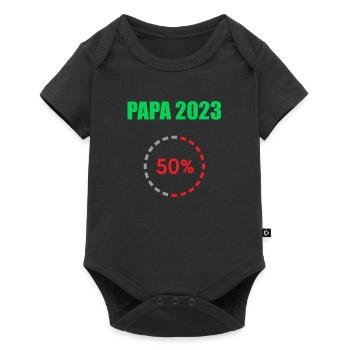 Papa 2023 Loading Vaterschaft Vater Werden Dad - Baby Premium Kurzarmbody - Schwarz - Vorne