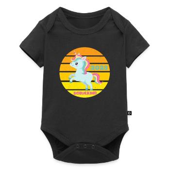 Schulkind 2023 Einhorn Einschulung Erstklässlerin - Baby Premium Kurzarmbody - Schwarz - Vorne