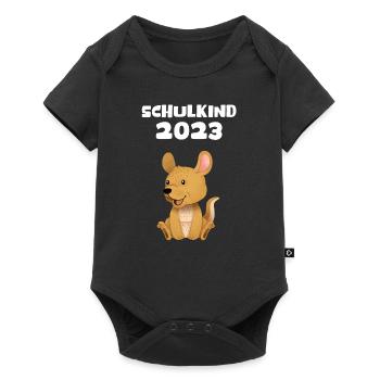 Schulkind 2023 Känguru Einschulung Erstklässler - Baby Premium Kurzarmbody - Schwarz - Vorne