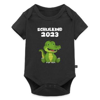 Schulkind 2023 Krokodil Einschulung Erstklässler - Baby Premium Kurzarmbody - Schwarz - Vorne