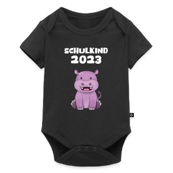 Schulkind 2023 Nilpferd Einschulung Erstklässler - Baby Premium Kurzarmbody - Schwarz - Vorne