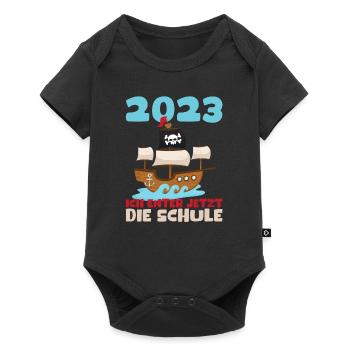 Schulkind 2023 Pirat Einschulung Erstklässler Kind - Baby Premium Kurzarmbody - Schwarz - Vorne