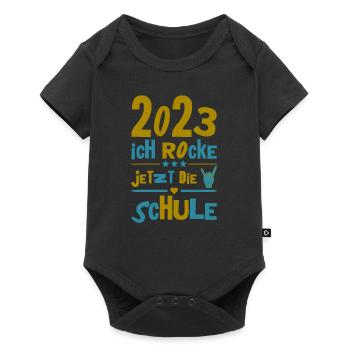 Schulkind 2023 Einschulung Erstklässler Geschenk - Baby Premium Kurzarmbody - Schwarz - Vorne