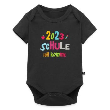 Schulkind 2023 Mädchen Einschulung Erstklässler - Baby Premium Kurzarmbody - Schwarz - Vorne