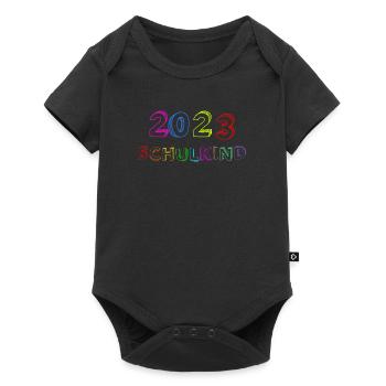 Schulkind 2023 Mädchen Einschulung Erstklässler - Baby Premium Kurzarmbody - Schwarz - Vorne