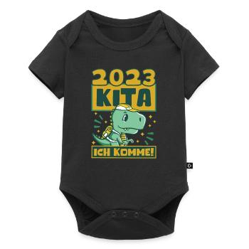 Kindergarten 2023 Dinosaurier Geschenk Jungen Kita - Baby Premium Kurzarmbody - Schwarz - Vorne