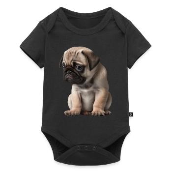 Shy Pug Puppy - Baby Premium short-sleeve bodysuit - black - Front