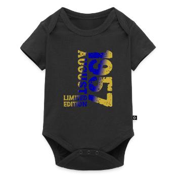 1957 August Limited Edition 66. Geburtstag Outfit - Baby Premium Kurzarmbody - Schwarz - Vorne