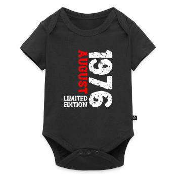 1976 August Limited Edition 47. Geburtstag Outfit - Baby Premium Kurzarmbody - Schwarz - Vorne