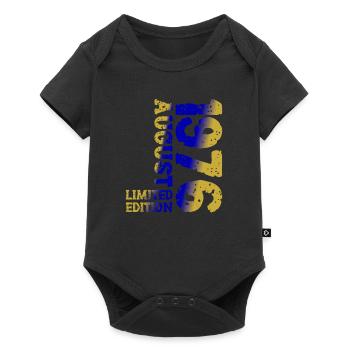1976 August Limited Edition 47. Geburtstag Outfit - Baby Premium Kurzarmbody - Schwarz - Vorne