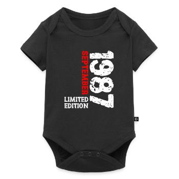 1987 September Limited Edition 36. Geburtstag Deko - Baby Premium Kurzarmbody - Schwarz - Vorne