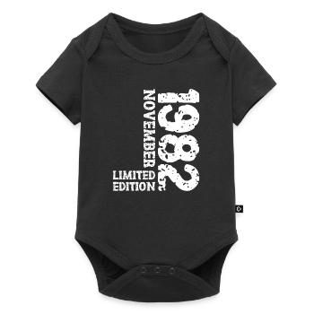 1982 November Limited Edition 41. Geburtstag Deko - Baby Premium Kurzarmbody - Schwarz - Vorne