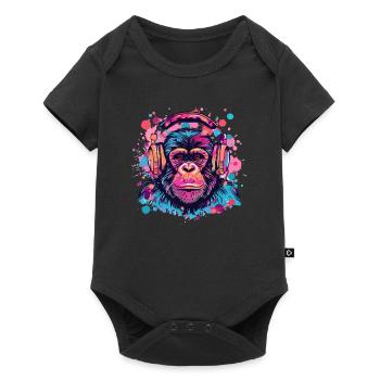 Singe Avec Casque Décoration Femme Cadeau Homme - Body à manches courtes Premium Bébé - noir - Devant