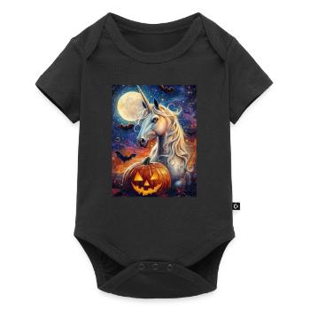 Cadeau d’Halloween Femmes Licorne Hommes Enfants - Body à manches courtes Premium Bébé - noir - Devant